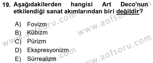 Görsel İletişim ve Tasarım Tarihi Dersi 2025 - 2026 Yılı (Vize) Ara Sınav Soruları 19. Soru