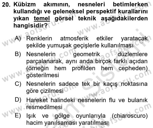 Görsel İletişim ve Tasarım Tarihi Dersi 2025 - 2026 Yılı (Vize) Ara Sınav Soruları 20. Soru
