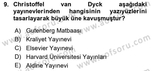 Görsel İletişim ve Tasarım Tarihi Dersi 2025 - 2026 Yılı (Vize) Ara Sınav Soruları 9. Soru