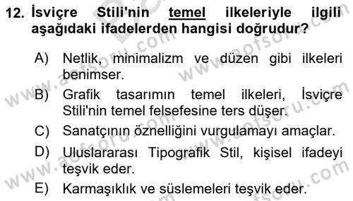Görsel İletişim ve Tasarım Tarihi Dersi 2025 - 2026 Yılı (Final) Dönem Sonu Sınav Soruları 12. Soru