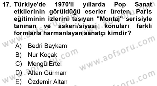 Görsel İletişim ve Tasarım Tarihi Dersi 2025 - 2026 Yılı (Final) Dönem Sonu Sınav Soruları 17. Soru