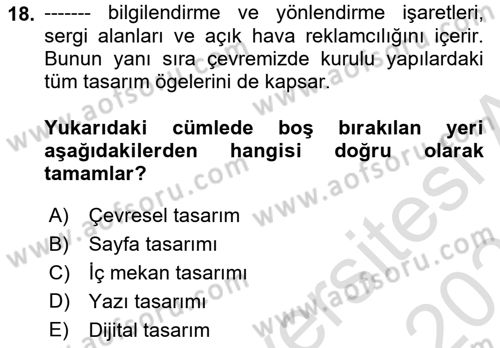 Görsel İletişim ve Tasarım Tarihi Dersi 2025 - 2026 Yılı (Final) Dönem Sonu Sınav Soruları 18. Soru
