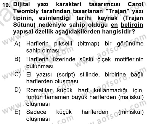 Görsel İletişim ve Tasarım Tarihi Dersi 2025 - 2026 Yılı (Final) Dönem Sonu Sınav Soruları 19. Soru