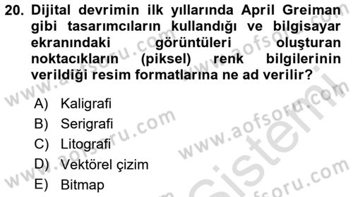 Görsel İletişim ve Tasarım Tarihi Dersi 2025 - 2026 Yılı (Final) Dönem Sonu Sınav Soruları 20. Soru