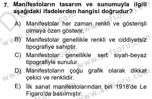 Görsel İletişim ve Tasarım Tarihi Dersi 2025 - 2026 Yılı (Final) Dönem Sonu Sınav Soruları 7. Soru
