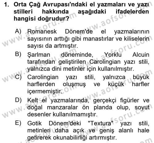 Görsel İletişim ve Tasarım Tarihi Dersi 2025 - 2026 Yılı Yaz Okulu Sınav Soruları 1. Soru