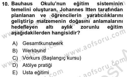 Görsel İletişim ve Tasarım Tarihi Dersi 2025 - 2026 Yılı Yaz Okulu Sınav Soruları 10. Soru