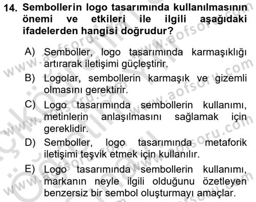 Görsel İletişim ve Tasarım Tarihi Dersi 2025 - 2026 Yılı Yaz Okulu Sınav Soruları 14. Soru