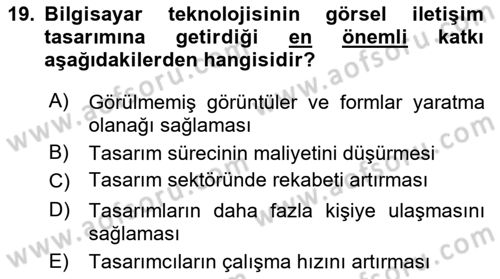 Görsel İletişim ve Tasarım Tarihi Dersi 2025 - 2026 Yılı Yaz Okulu Sınav Soruları 19. Soru