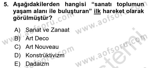 Görsel İletişim ve Tasarım Tarihi Dersi 2025 - 2026 Yılı Yaz Okulu Sınav Soruları 5. Soru