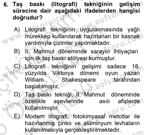 Görsel İletişim ve Tasarım Tarihi Dersi 2025 - 2026 Yılı Yaz Okulu Sınav Soruları 6. Soru