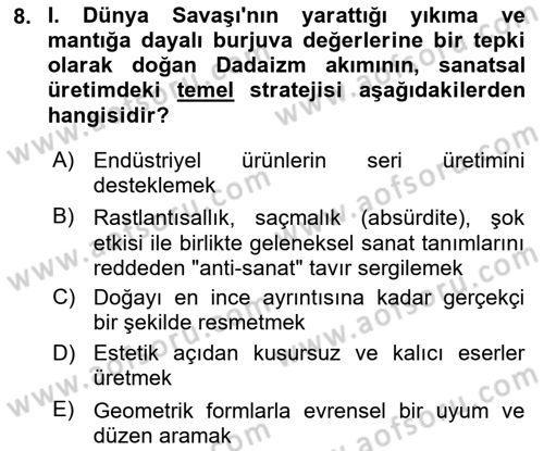 Görsel İletişim ve Tasarım Tarihi Dersi 2025 - 2026 Yılı Yaz Okulu Sınav Soruları 8. Soru