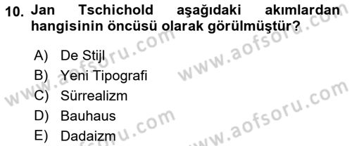 Tipografi Dersi 2021 - 2022 Yılı (Vize) Ara Sınav Soruları 10. Soru