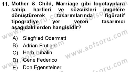 Tipografi Dersi 2021 - 2022 Yılı (Vize) Ara Sınav Soruları 11. Soru