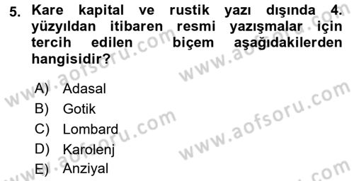 Tipografi Dersi 2021 - 2022 Yılı (Vize) Ara Sınav Soruları 5. Soru