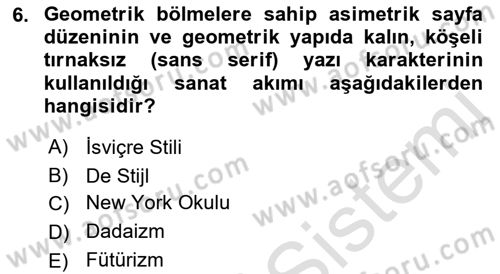 Tipografi Dersi 2021 - 2022 Yılı (Vize) Ara Sınav Soruları 6. Soru