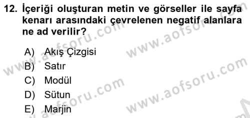 Tipografi Dersi 2021 - 2022 Yılı (Final) Dönem Sonu Sınav Soruları 12. Soru