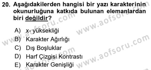 Tipografi Dersi 2021 - 2022 Yılı (Final) Dönem Sonu Sınav Soruları 20. Soru