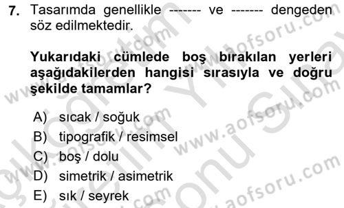 Tipografi Dersi 2021 - 2022 Yılı (Final) Dönem Sonu Sınav Soruları 7. Soru