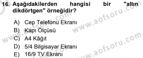 Tipografi Dersi 2021 - 2022 Yılı Yaz Okulu Sınav Soruları 16. Soru