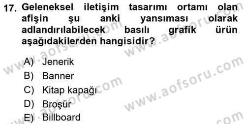 Tipografi Dersi 2021 - 2022 Yılı Yaz Okulu Sınav Soruları 17. Soru