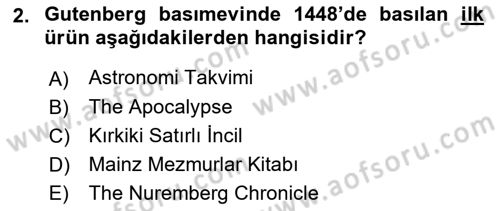 Tipografi Dersi 2021 - 2022 Yılı Yaz Okulu Sınav Soruları 2. Soru