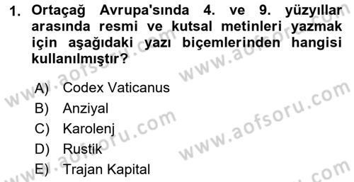 Tipografi Dersi 2022 - 2023 Yılı Yaz Okulu Sınav Soruları 1. Soru