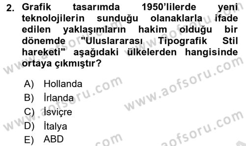 Tipografi Dersi 2022 - 2023 Yılı Yaz Okulu Sınav Soruları 2. Soru