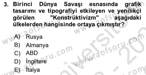 Tipografi Dersi 2022 - 2023 Yılı Yaz Okulu Sınav Soruları 3. Soru
