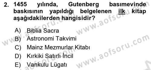 Tipografi Dersi 2023 - 2024 Yılı (Vize) Ara Sınav Soruları 2. Soru