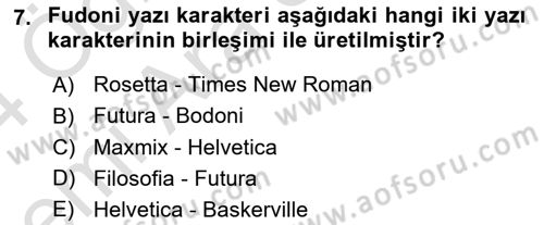 Tipografi Dersi 2023 - 2024 Yılı (Vize) Ara Sınav Soruları 7. Soru