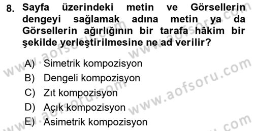 Tipografi Dersi 2023 - 2024 Yılı (Vize) Ara Sınav Soruları 8. Soru