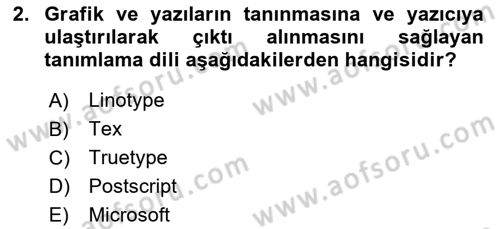 Tipografi Dersi 2023 - 2024 Yılı (Final) Dönem Sonu Sınav Soruları 2. Soru