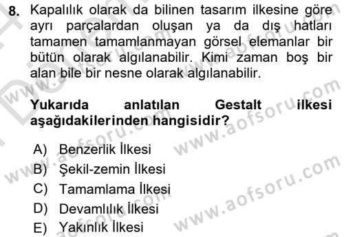 Tipografi Dersi 2023 - 2024 Yılı (Final) Dönem Sonu Sınav Soruları 8. Soru