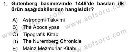 Tipografi Dersi 2023 - 2024 Yılı Yaz Okulu Sınav Soruları 1. Soru