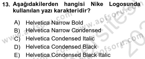 Tipografi Dersi 2023 - 2024 Yılı Yaz Okulu Sınav Soruları 13. Soru