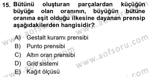 Tipografi Dersi 2023 - 2024 Yılı Yaz Okulu Sınav Soruları 15. Soru