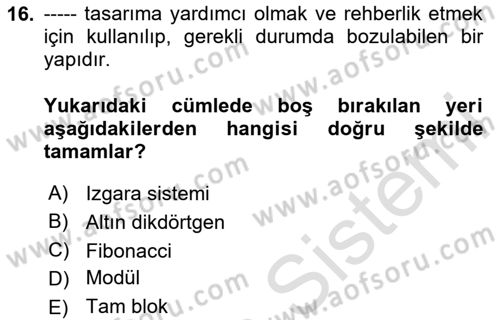 Tipografi Dersi 2023 - 2024 Yılı Yaz Okulu Sınav Soruları 16. Soru