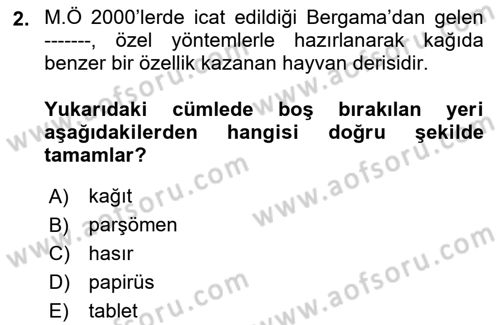 Tipografi Dersi 2023 - 2024 Yılı Yaz Okulu Sınav Soruları 2. Soru