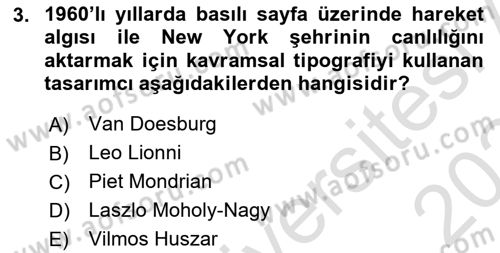 Tipografi Dersi 2023 - 2024 Yılı Yaz Okulu Sınav Soruları 3. Soru