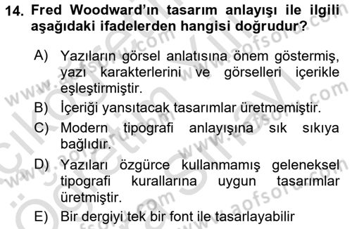 Tipografi Dersi 2024 - 2025 Yılı (Vize) Ara Sınav Soruları 14. Soru