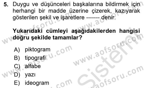 Tipografi Dersi 2024 - 2025 Yılı (Vize) Ara Sınav Soruları 5. Soru