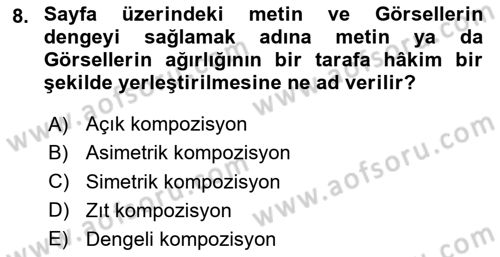 Tipografi Dersi 2024 - 2025 Yılı (Vize) Ara Sınav Soruları 8. Soru