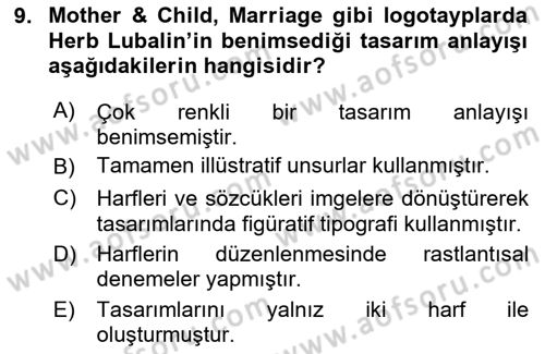 Tipografi Dersi 2024 - 2025 Yılı (Vize) Ara Sınav Soruları 9. Soru
