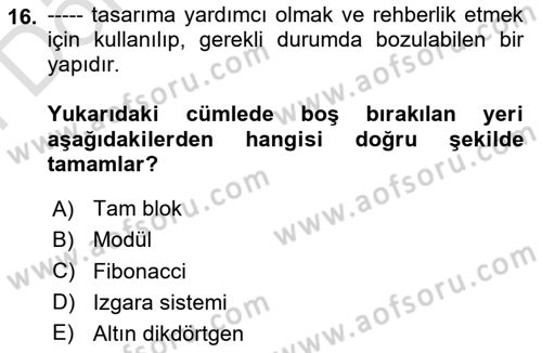 Tipografi Dersi 2024 - 2025 Yılı (Final) Dönem Sonu Sınav Soruları 16. Soru
