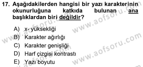 Tipografi Dersi 2024 - 2025 Yılı (Final) Dönem Sonu Sınav Soruları 17. Soru