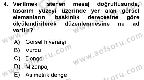 Tipografi Dersi 2024 - 2025 Yılı (Final) Dönem Sonu Sınav Soruları 4. Soru