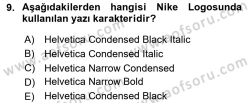 Tipografi Dersi 2024 - 2025 Yılı (Final) Dönem Sonu Sınav Soruları 9. Soru