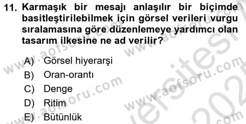 Tipografi Dersi 2024 - 2025 Yılı Yaz Okulu Sınav Soruları 11. Soru