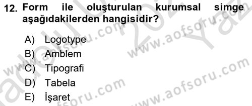 Tipografi Dersi 2024 - 2025 Yılı Yaz Okulu Sınav Soruları 12. Soru
